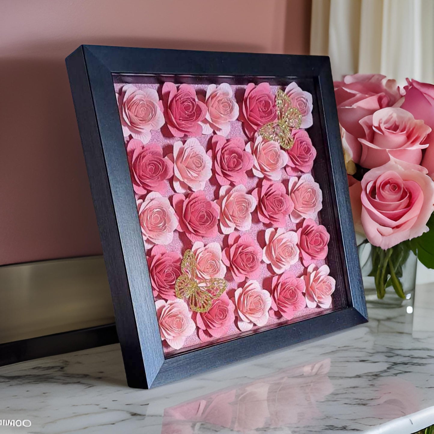 Two Colour Flower Shadow Box - 10 x 10