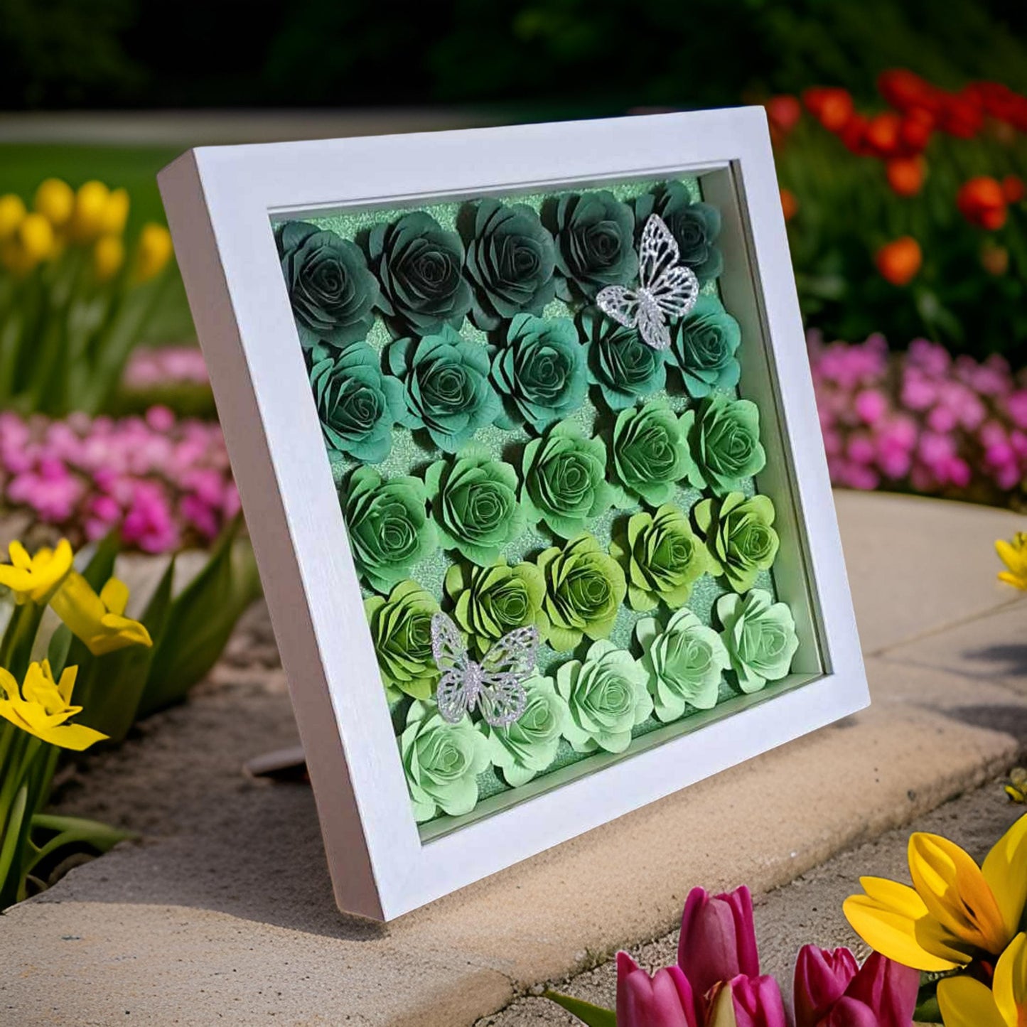 Ombre Flower Shadow Box - 10 x 10