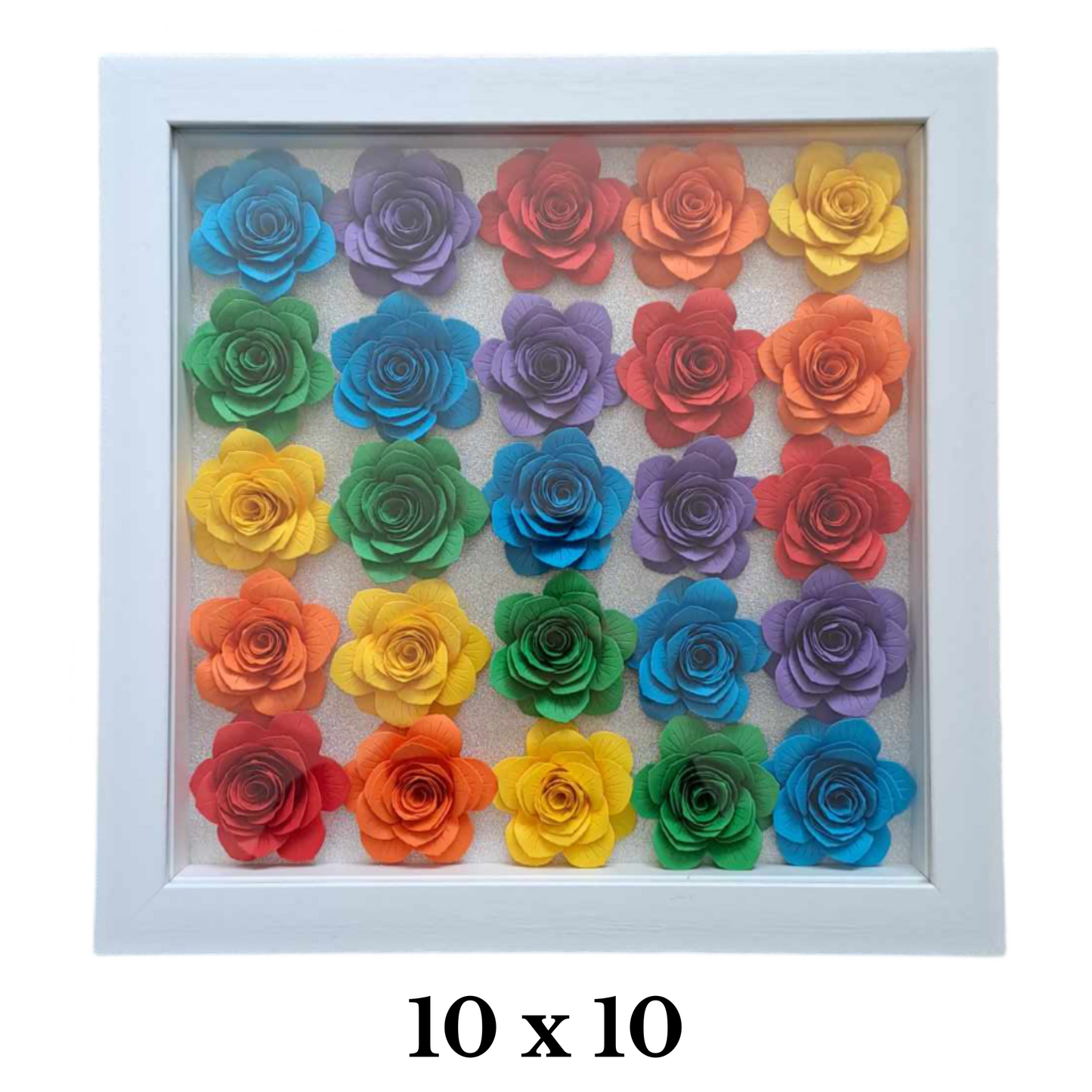 Circle Rose Monogram - Bright Rainbow Flower Shadow Box