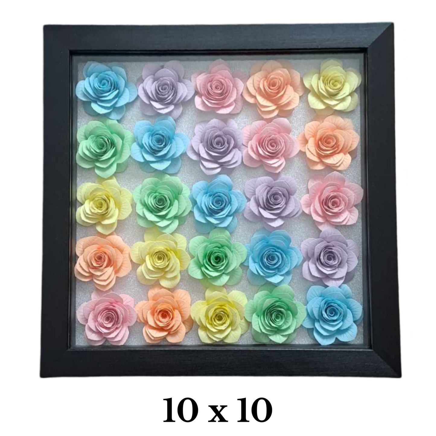 Circle Rose Monogram - Pastel Rainbow Flower Shadow Box