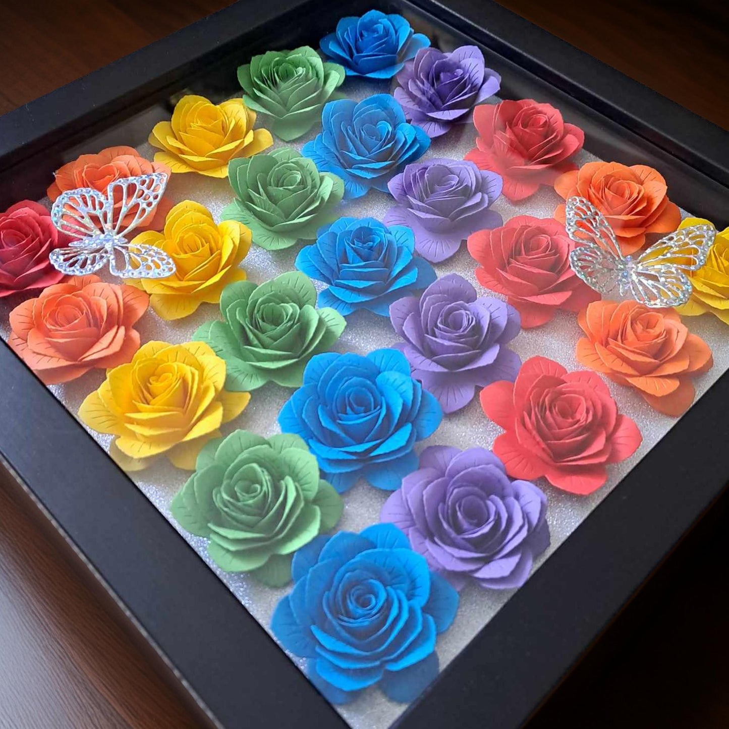 Bright Rainbow Flower Shadow Box - 10 x 10