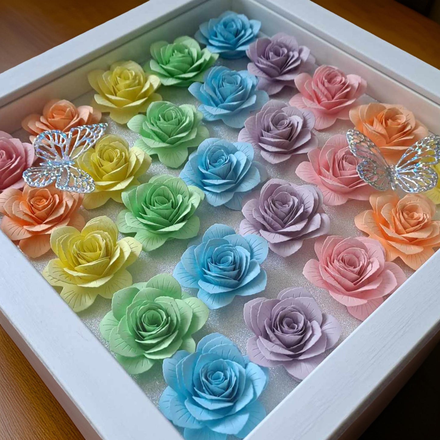 Pastel Rainbow Flower Shadow Box - 10 x 10