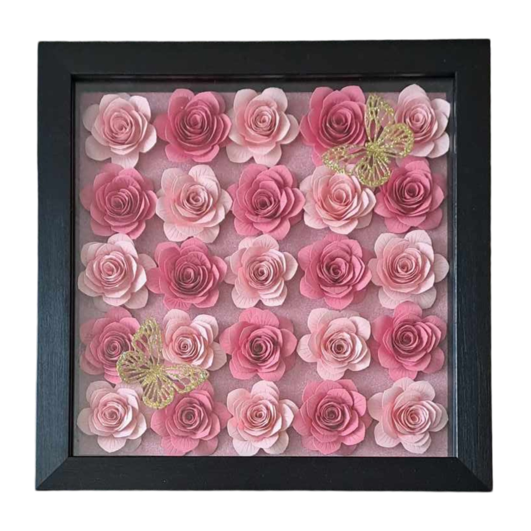 Two Colour Flower Shadow Box - 10 x 10