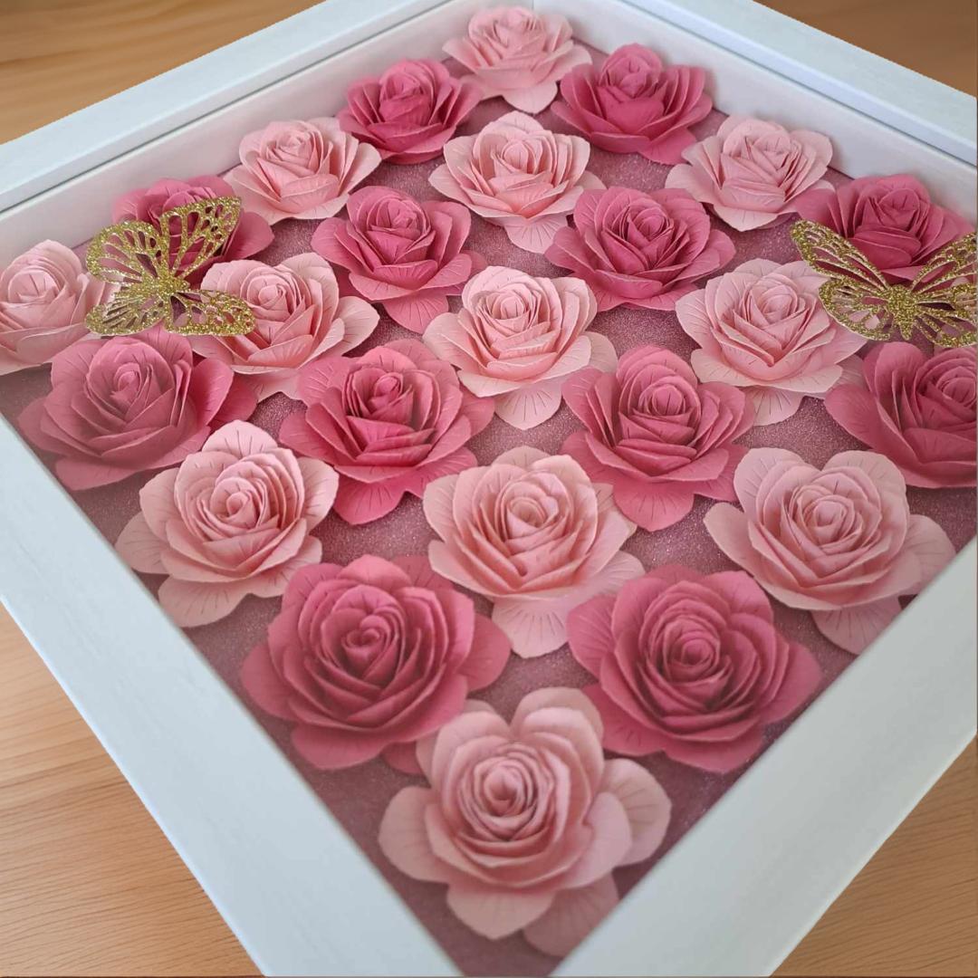 Two Colour Flower Shadow Box - 10 x 10