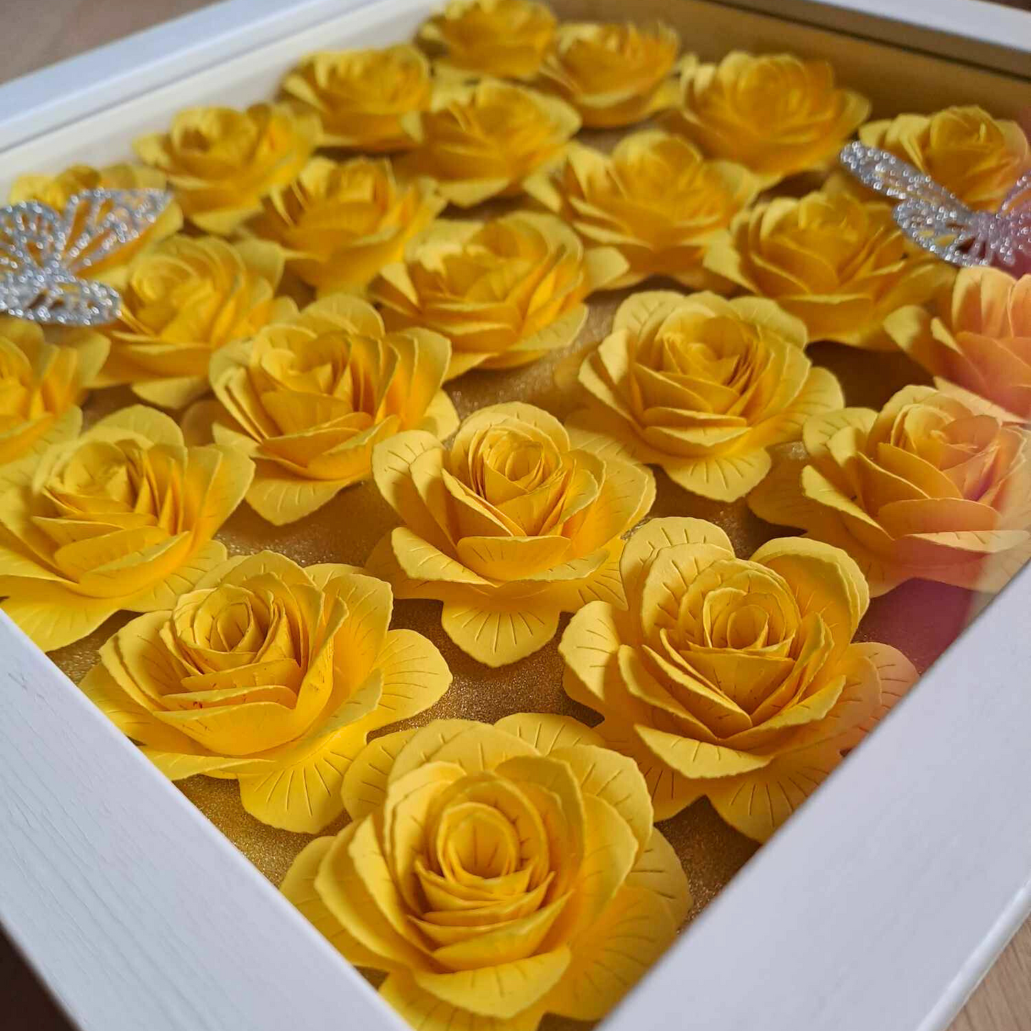 Single Colour Flower Shadow Box - 10 x 10