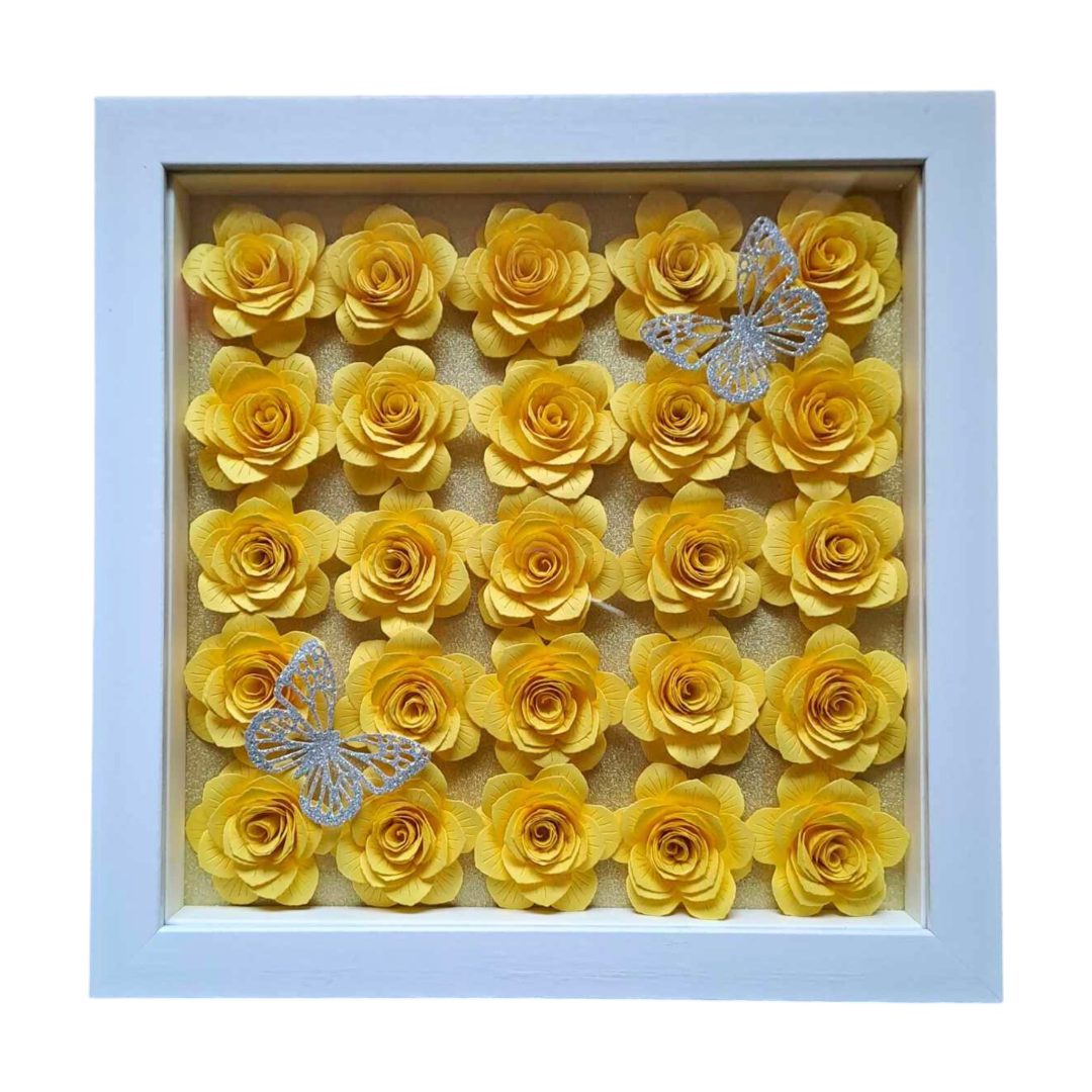 Single Colour Flower Shadow Box - 10 x 10