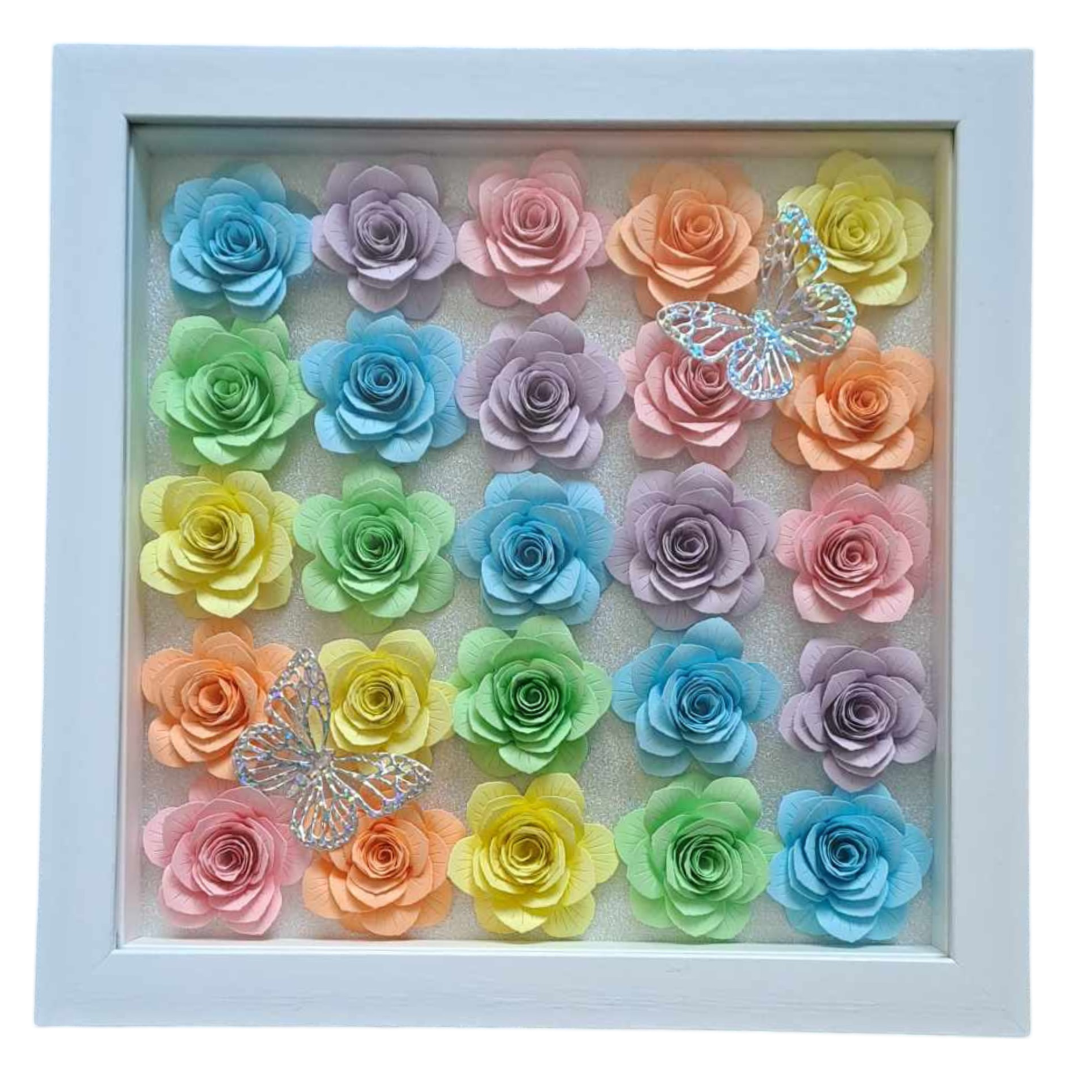 Pastel Rainbow Flower Shadow Box - 10 x 10