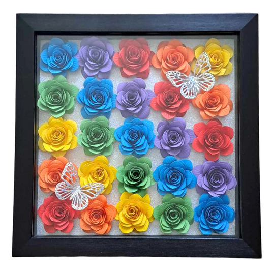 Bright Rainbow Flower Shadow Box - 10 x 10