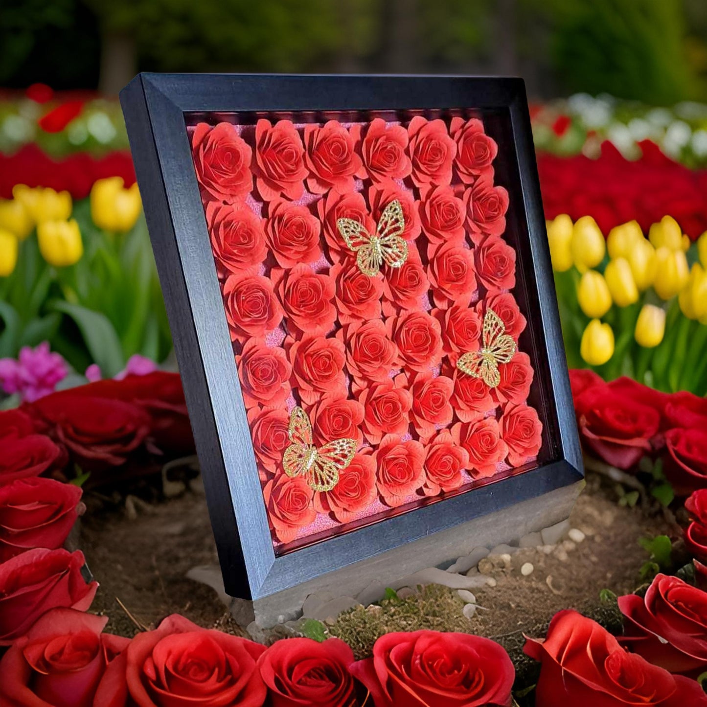 Single Colour Flower Shadow Box - 11 x 11