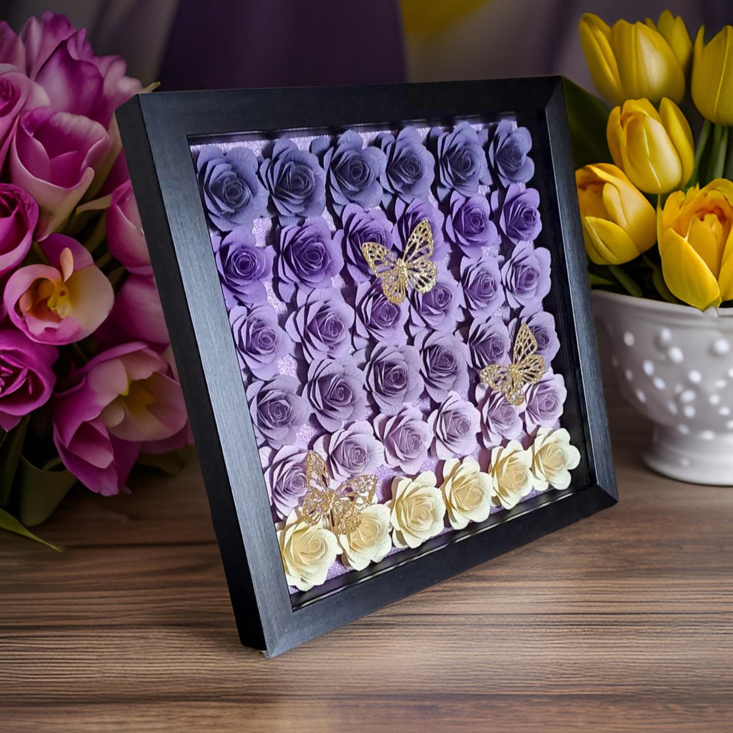 Ombre Flower Shadow Box - 11 x 11