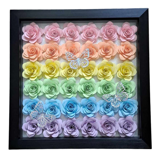 Pastel Rainbow Flower Shadow Box - 11 x 11