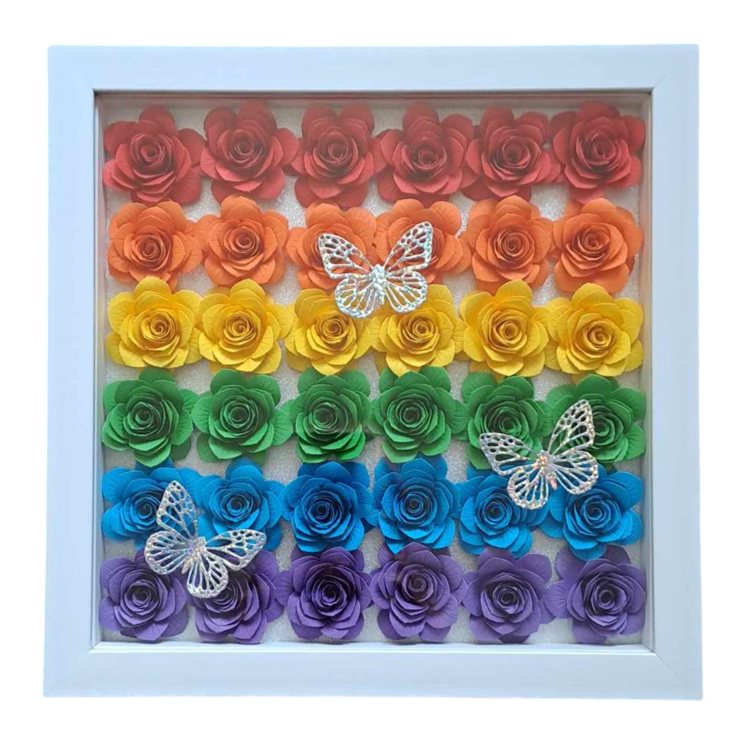 Bright Rainbow Flower Shadow Box - 11 x 11