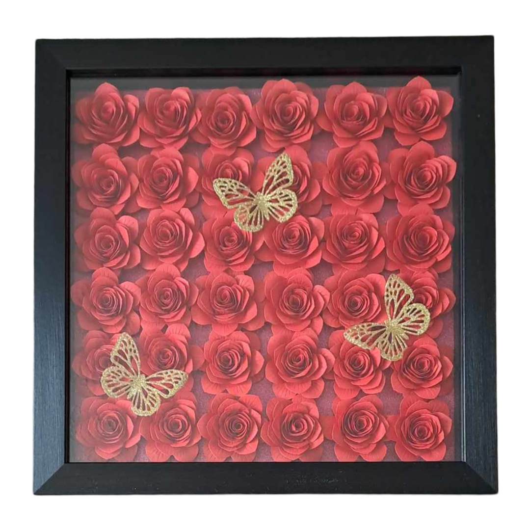 Single Colour Flower Shadow Box - 11 x 11