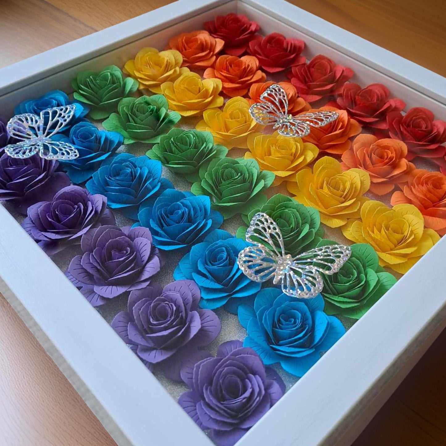 Bright Rainbow Flower Shadow Box - 11 x 11