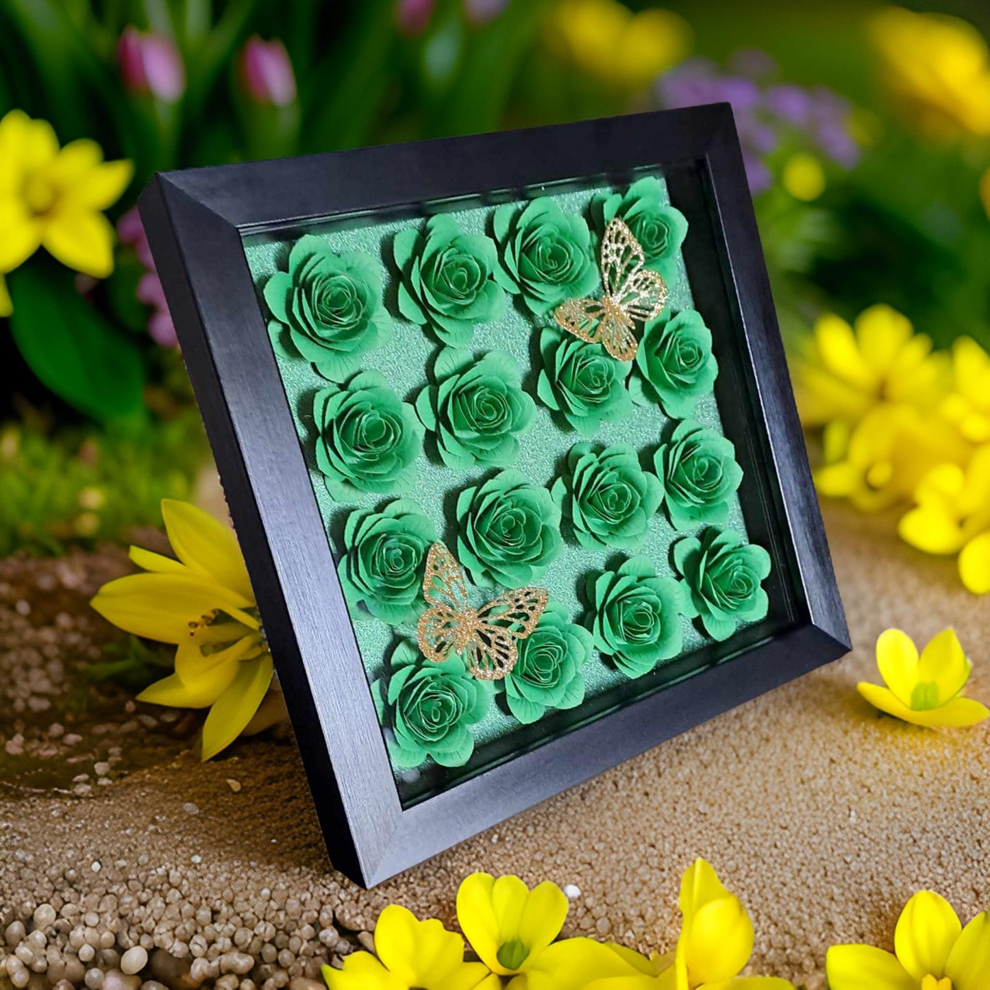 Single Colour Flower Shadow Box - 9 x 9