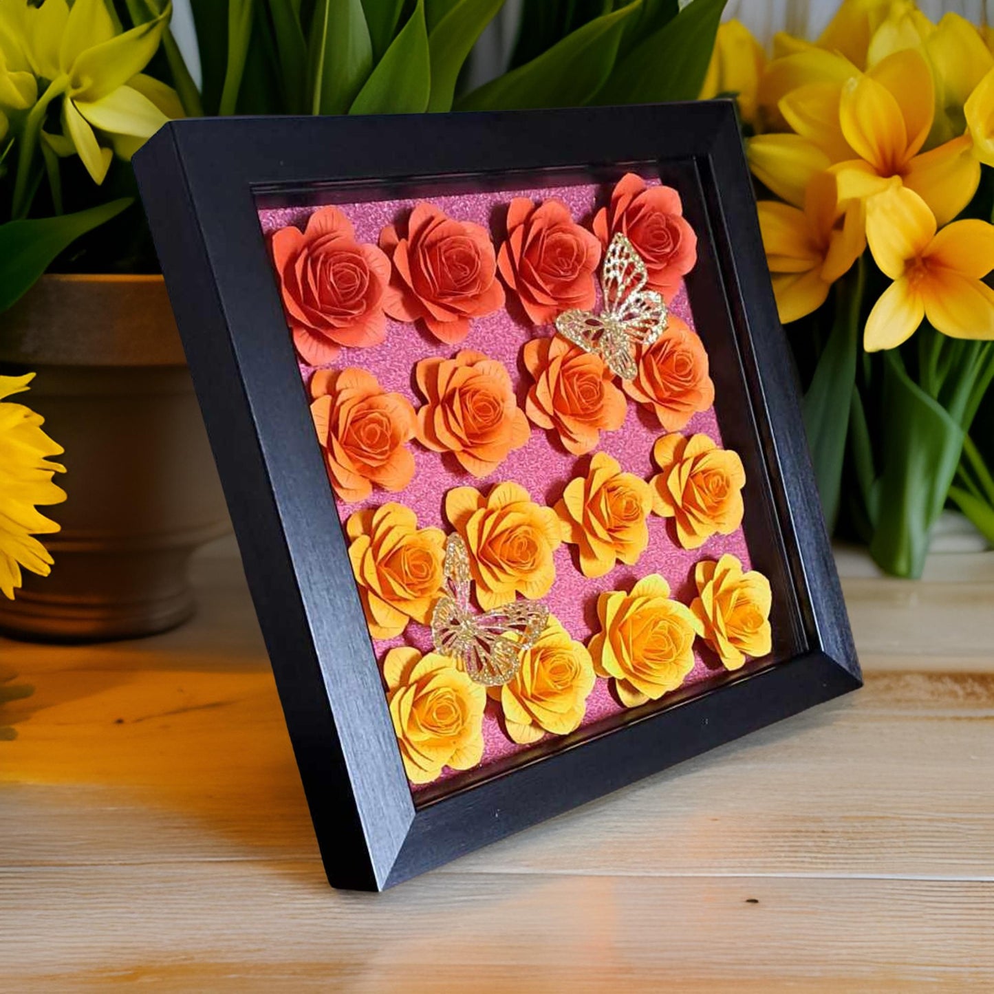 Ombre Flower Shadow Box - 9 x 9