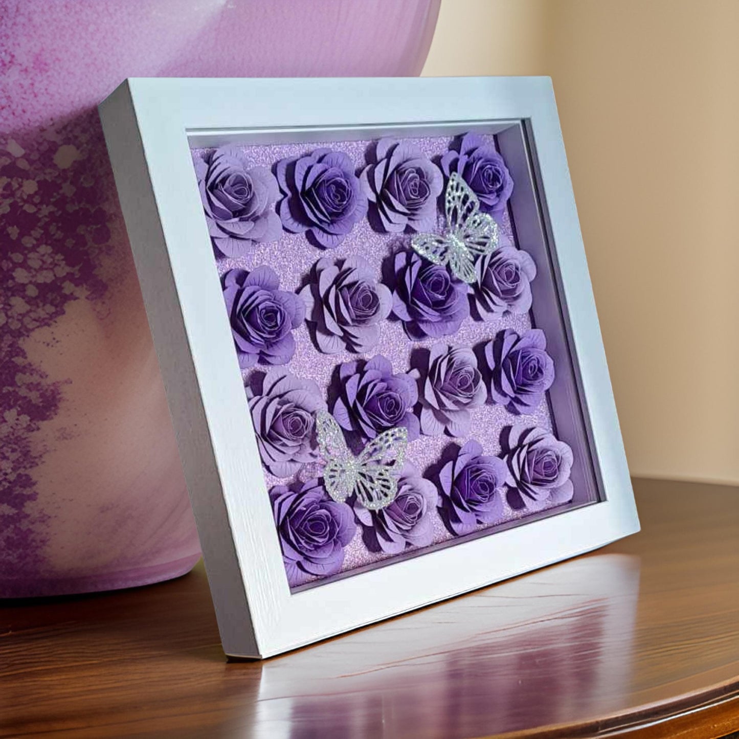 Two Colour Flower Shadow Box - 9 x 9