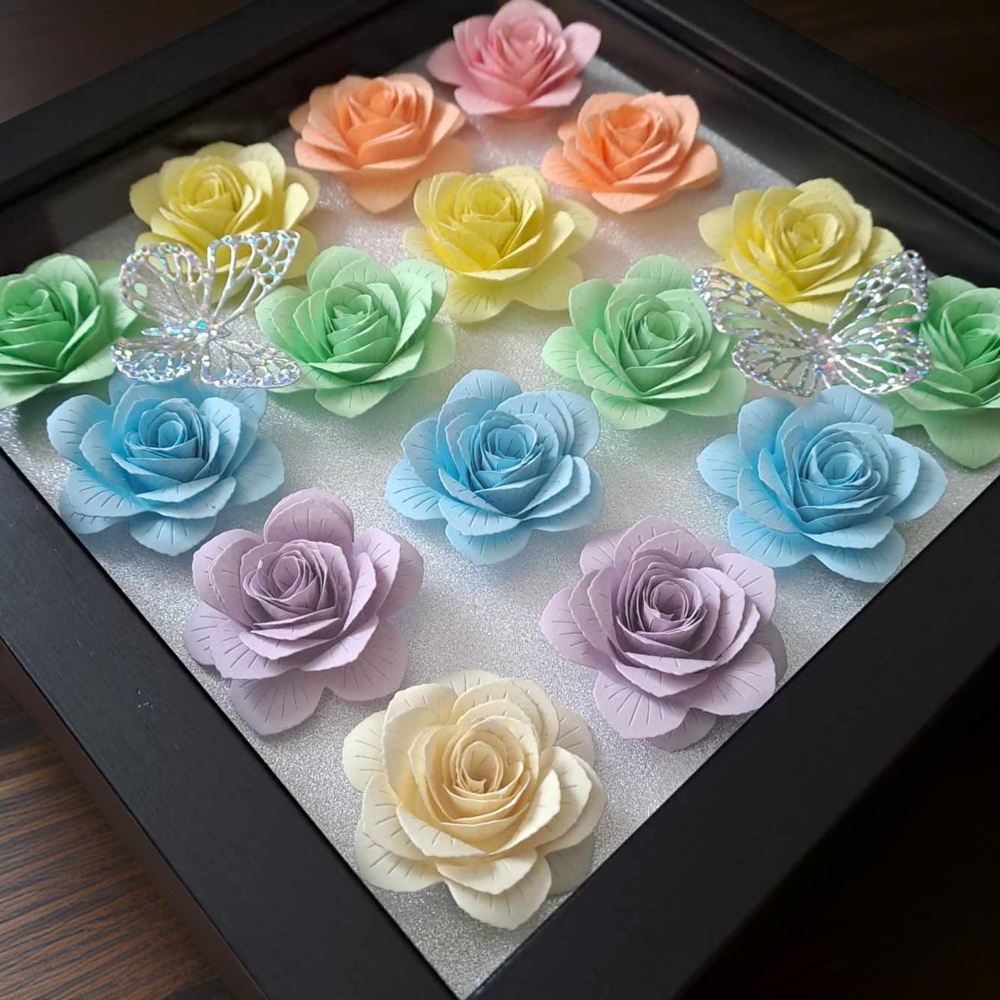 Pastel Rainbow Flower Shadow Box - 9 x 9