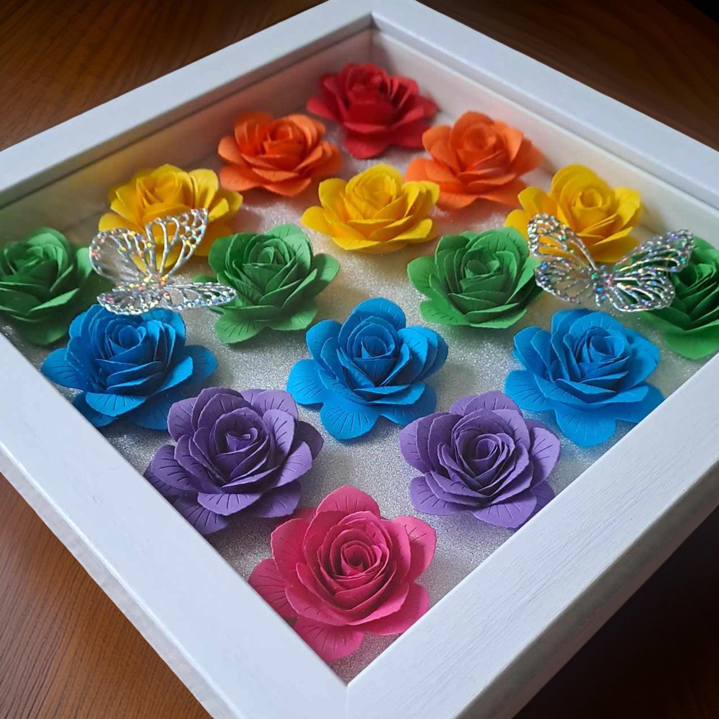 Bright Rainbow Flower Shadow Box - 9 x 9