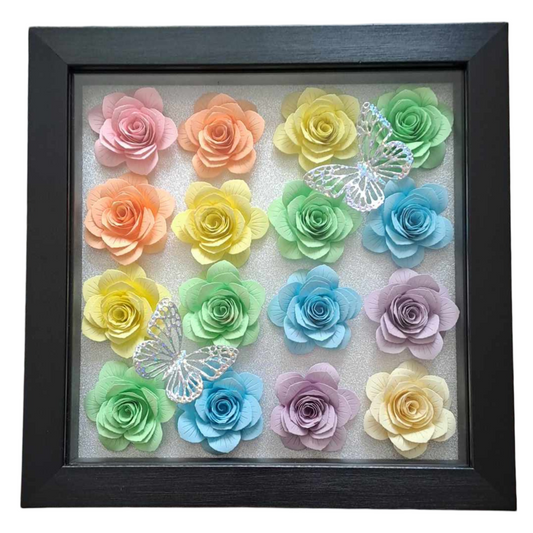 Pastel Rainbow Flower Shadow Box - 9 x 9