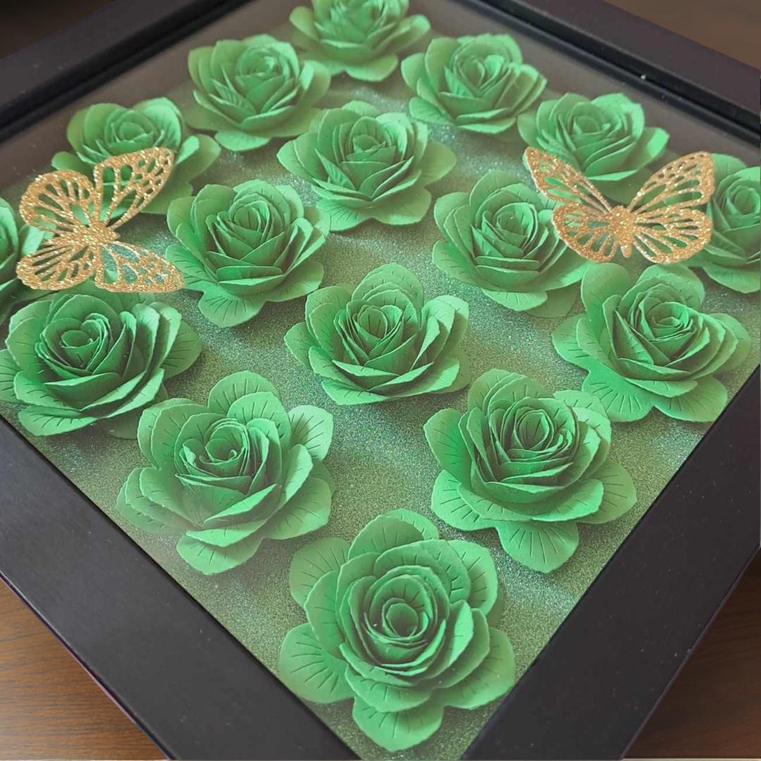 Single Colour Flower Shadow Box - 9 x 9