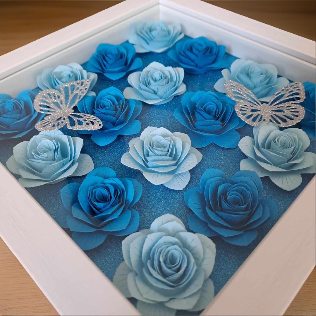 Two Colour Flower Shadow Box - 9 x 9