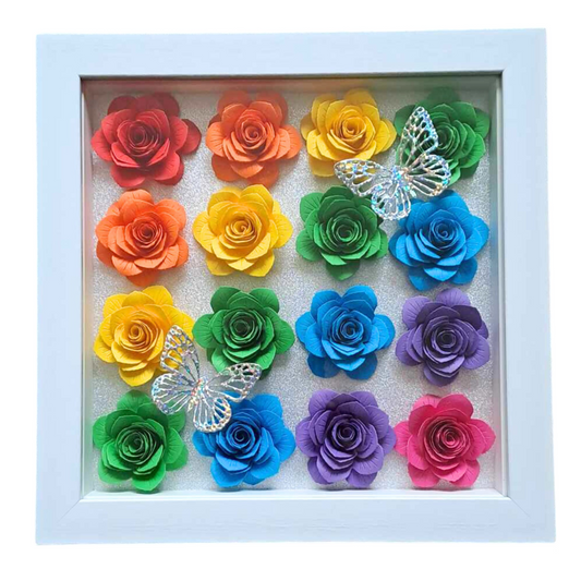 Bright Rainbow Flower Shadow Box - 9 x 9