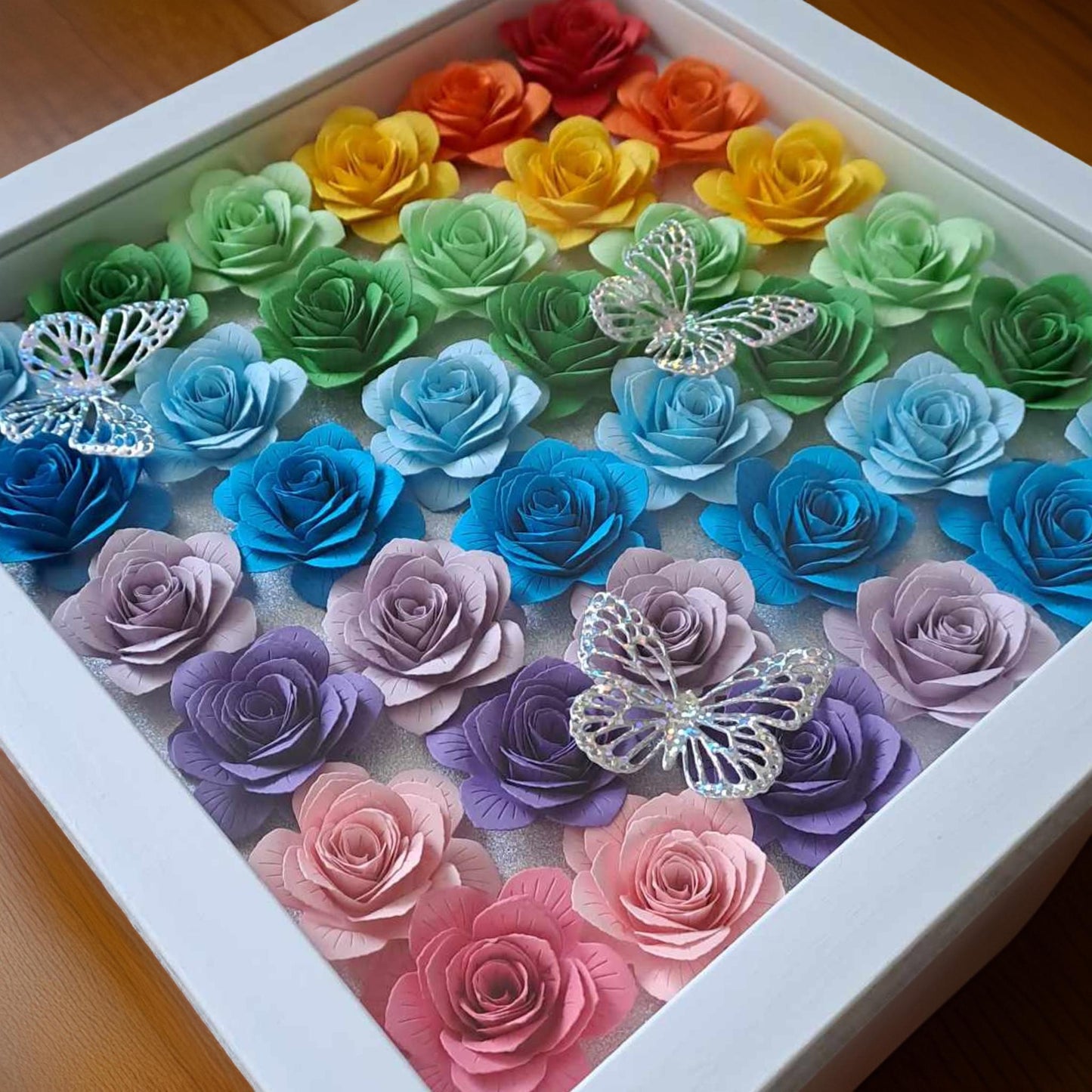 Ombre Rainbow Flower Shadow Box