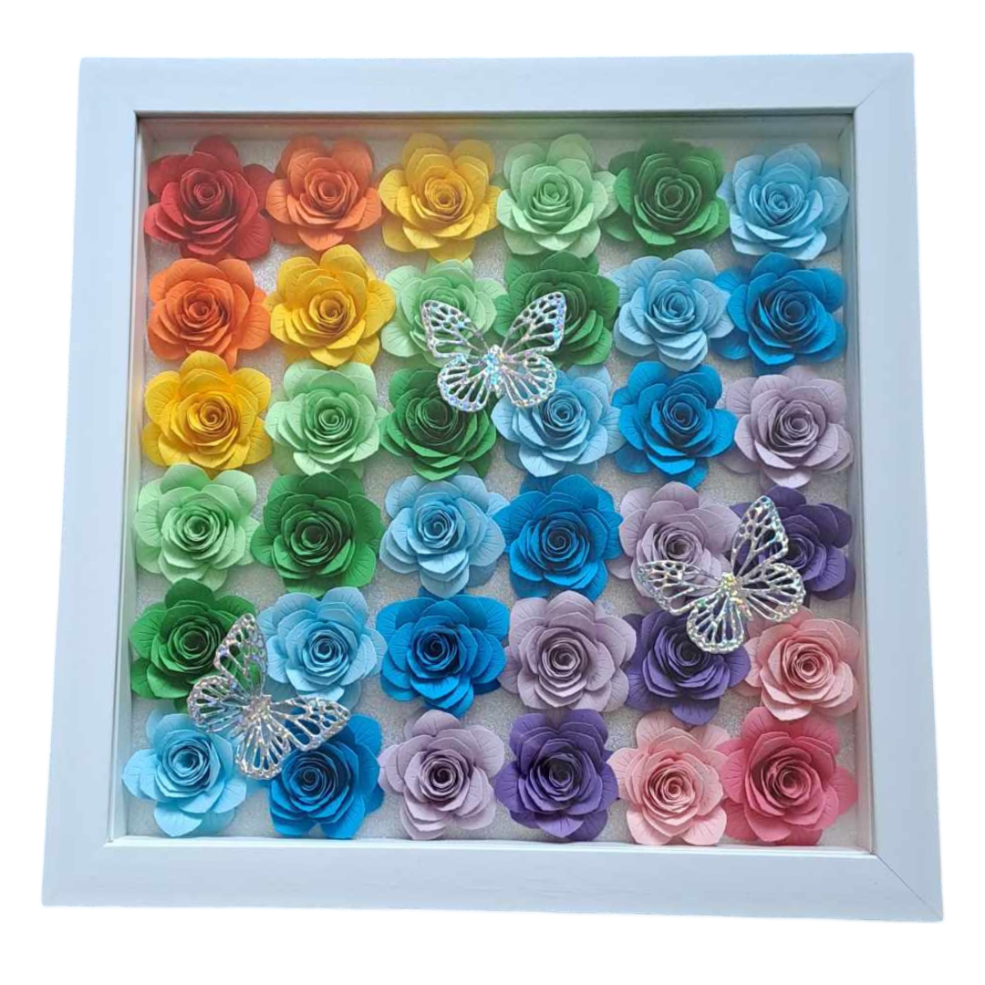 Ombre Rainbow Flower Shadow Box